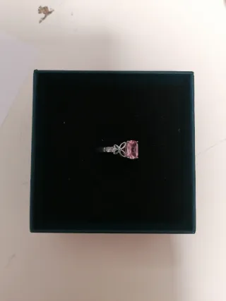 Anillo Plata Piedra Rosa Nuevo