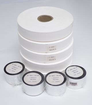 Rollos Etiquetas Textiles Poliéster + Cinta Ribbon