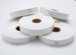 Rollos Etiquetas Textiles Poliéster + Cinta Ribbon