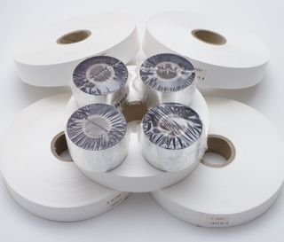 Rollos Etiquetas Textiles Poliéster + Cinta Ribbon