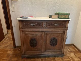 Mueble de entrada madera y mármol