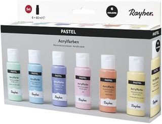 Rayher Set pinturas pastel, 6 tonos, 60 ml/ud, para manualidades, 35061000