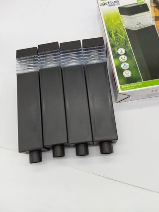 AKTIVE 61563, Pack de 4 Balizas de jardín solares Led, Estaca solar led, Luz continua entre 6 y 8 horas, Impermeable, farolas es