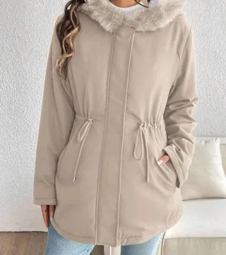 Cappotto premaman beige con cappuccio