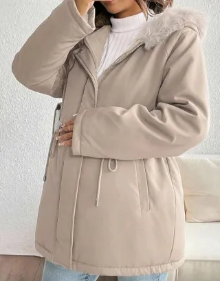 Cappotto premaman beige con cappuccio