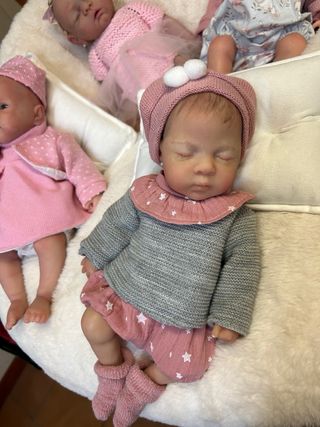 Muñeca bebé silicona 33cm pelo pintado