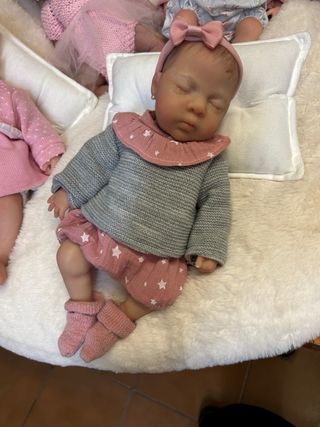 Muñeca bebé silicona 33cm pelo pintado