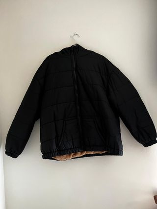 Shein Curve Chaqueta Puffer Forro Borrego Negra XL