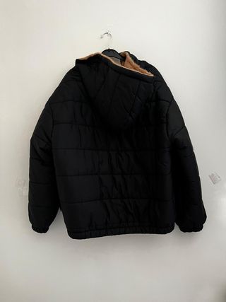 Shein Curve Chaqueta Puffer Forro Borrego Negra XL