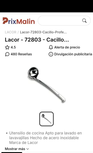 Cacillo profesional acero inoxidable Lacor x2