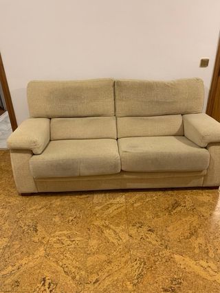 Sofá de tela beige 3 plazas