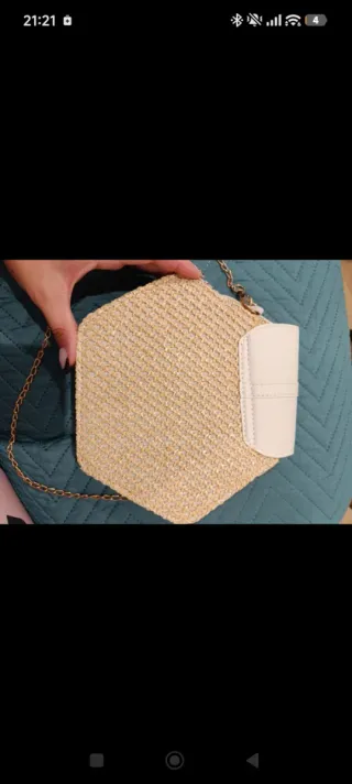 Bolso pequeño rafia beige y dorado