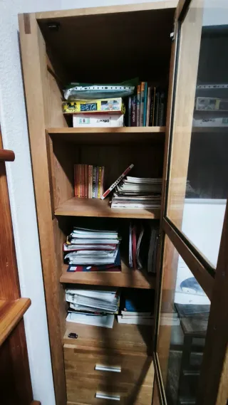 Estantería de madera y cristal