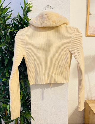 Cárdigan Coquette Blanco con Pelo