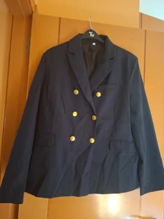 Blazer azul doble botonadura Tu