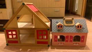 PACK 2 Casas de Muñecas de Madera + Muebles