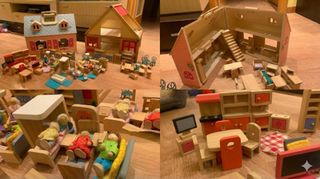 PACK 2 Casas de Muñecas de Madera + Muebles