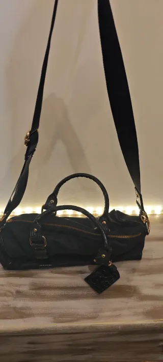 Bolso Uterqüe Negro Piel Cocodrilo