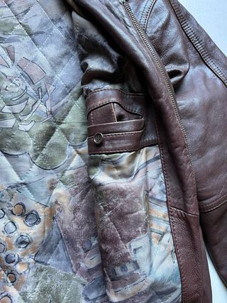 Chaqueta Cuero Marrón Vintage Talla 58 (2XL)