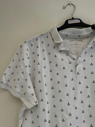 Primark Polo Algodón Talla L Estampado Anclas