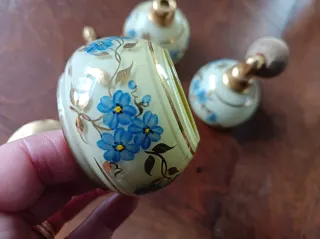 Juego tocador antiguo flores azules