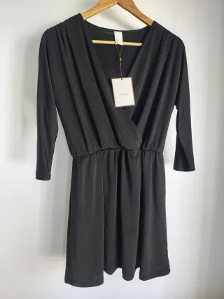 Vestido Vila negro cruzado talla S