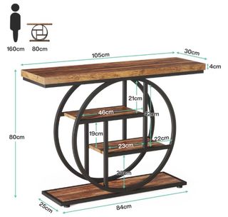 Mesa consola 4 niveles madera y metal