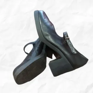 Zapatos de tacón Mary Jane piel negros T40