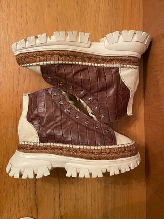 DE LAS CUEVAS - Botines marrón tela beige 3985