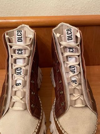 DE LAS CUEVAS - Botines marrón tela beige 3985