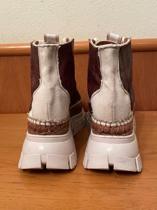 DE LAS CUEVAS - Botines marrón tela beige 3985