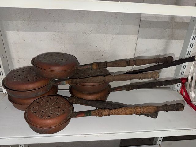 Lote 6 Calentadores Cama Antiguos Siglo XIX-XX