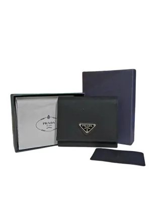 Portafoglio Prada nero originale con scatola