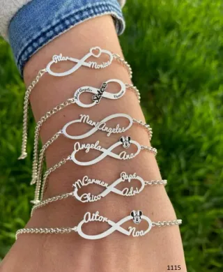 Pulsera Infinito Plata Nombres Personalizada