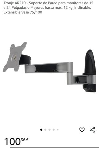 Tronje AR210 - Soporte de Pared para monitores de 15 a 24 Pulgadas o Mayores hasta máx. 12 kg, inclinable, Extensible Vesa 75/100