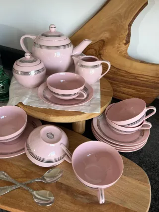 Servizio da tè rosa porcellana Cecoslovacchia