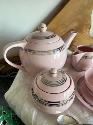 Servizio da tè rosa porcellana Cecoslovacchia