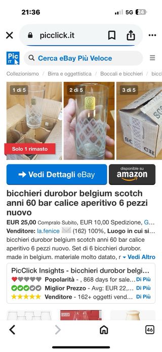 Bicchieri Durobor Vintage Anni 60/70