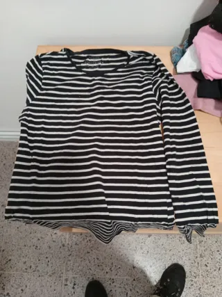 3Camiseta Rayas Mujer Manga Larga