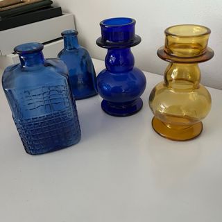 Set 4 Vasi Vetro Blu Giallo