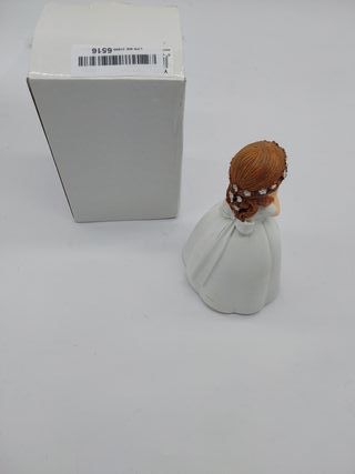 Mopec Figura Comunión Niña Vestido Largo y Corona Flores, Poliresina, Blanco, 9.5x10.5x16.5 cm