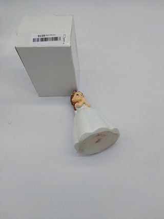 Mopec Figura Comunión Niña Vestido Largo y Corona Flores, Poliresina, Blanco, 9.5x10.5x16.5 cm