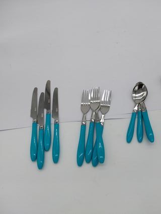 Reglisse Cubiertos, Acero Inoxidable, Turquesa, 8x6x27 cm, 16 Unidades