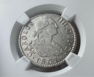 1801S España 2 Reales NGC AU 58