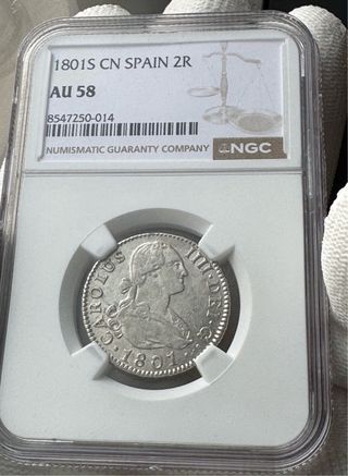 1801S España 2 Reales NGC AU 58