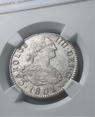 1801S España 2 Reales NGC AU 58