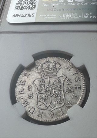 1801S España 2 Reales NGC AU 58