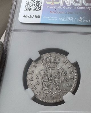 1801S España 2 Reales NGC AU 58