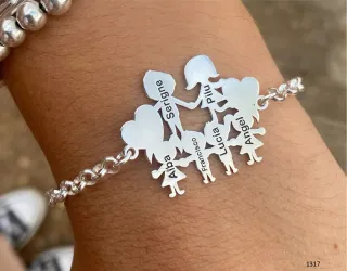 Pulsera plata figuras familia personalizadas
