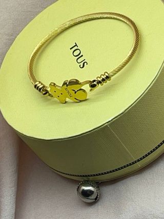 Pulsera Acero Inoxidable Corazones Oro/Plata